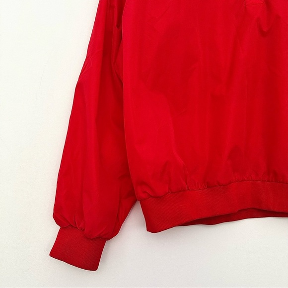 Red Snap Nylon Jacket Sporty Pullover Vintage Windbreaker Coat Primary Size XXL - Picture 9 of 16